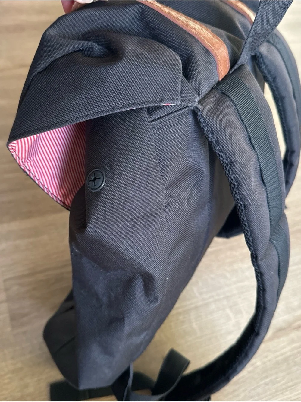 Herschel Supply Company Heritage Black Backpack with Brown Trim